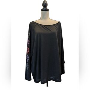 Torrid Black Long Sleeve Top with Colorful Skull Accents